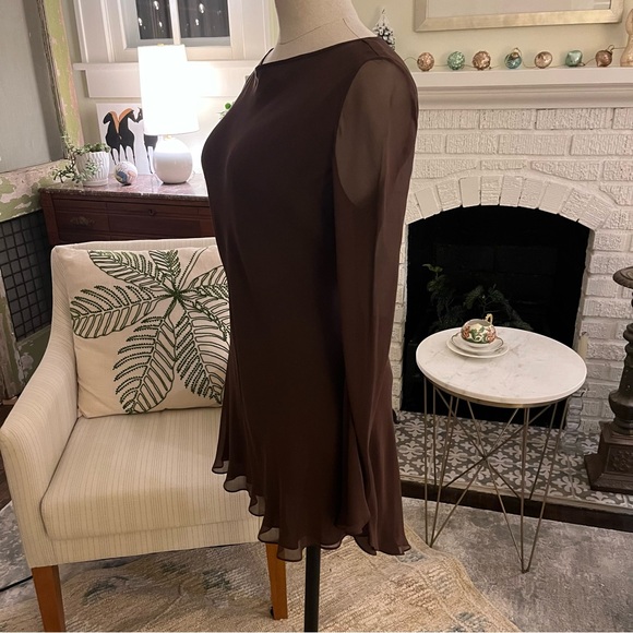 Melinda Eng vintage chocolate silk tunic. Small. - Picture 5 of 7